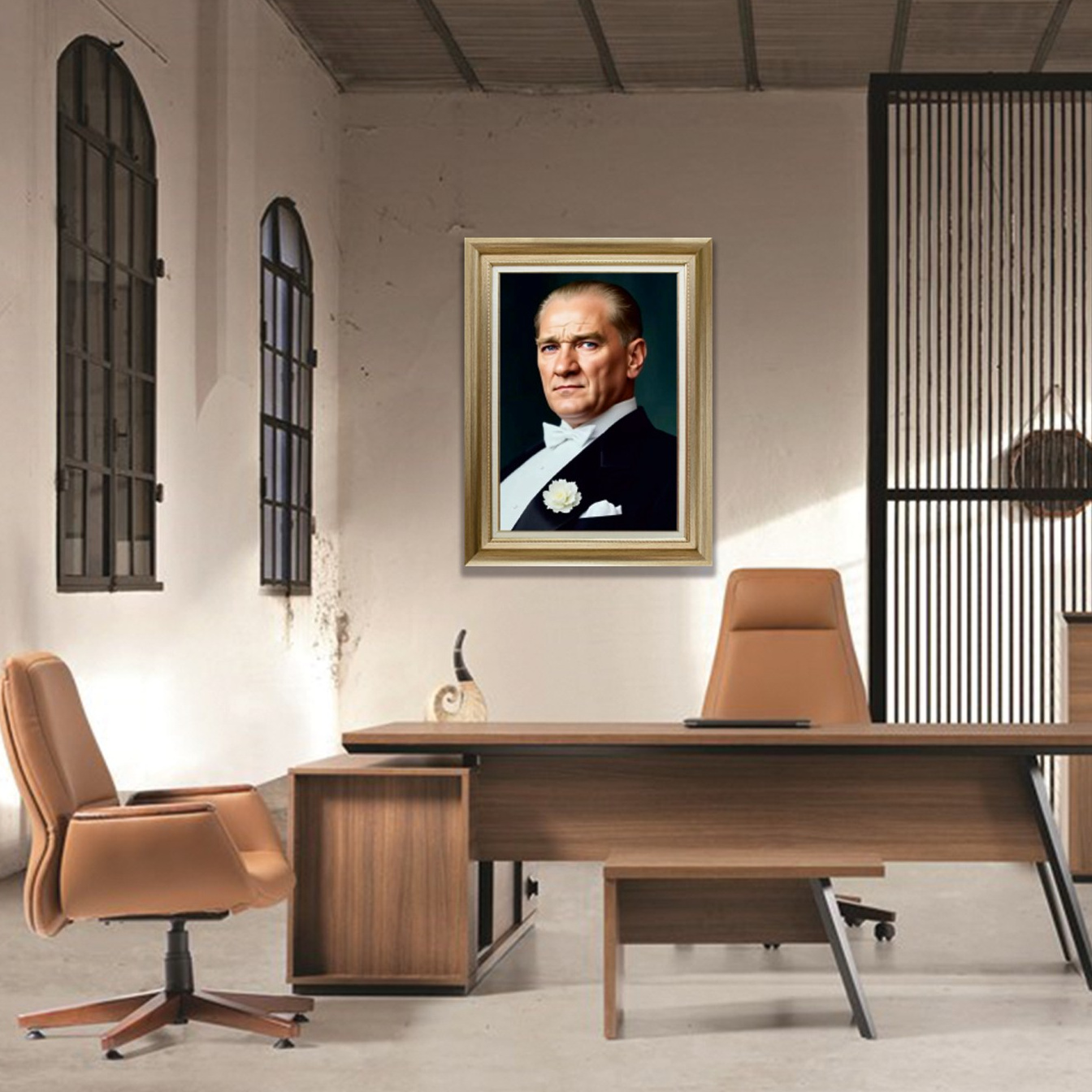 Çerçeveli Deri Atatürk Tablosu #1 – ÇDT02001 – Çerçeveli Deri Atatürk Tablosu