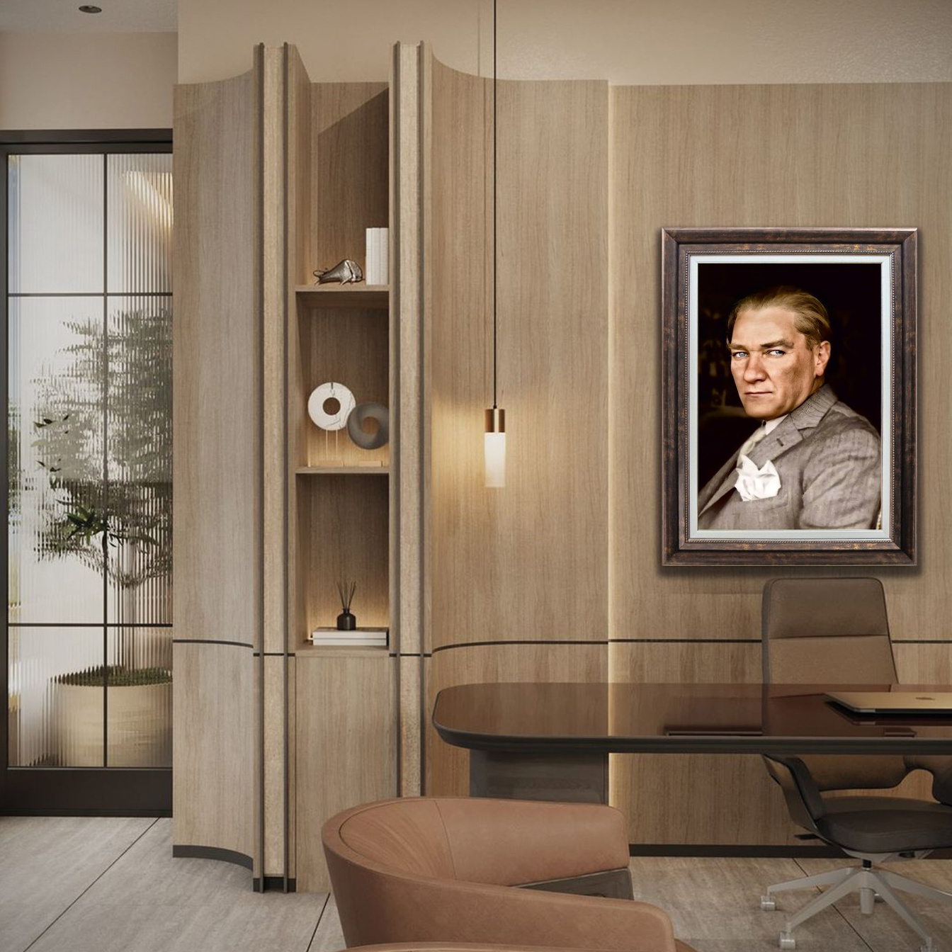 Çerçeveli Deri Atatürk Tablosu #18 – ÇDT02026 – Çerçeveli Deri Atatürk Tablosu