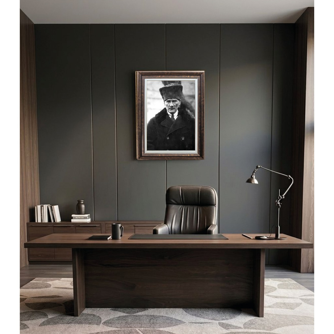 Çerçeveli Deri Atatürk Tablosu #15 – ÇDT02022 – Çerçeveli Deri Atatürk Tablosu