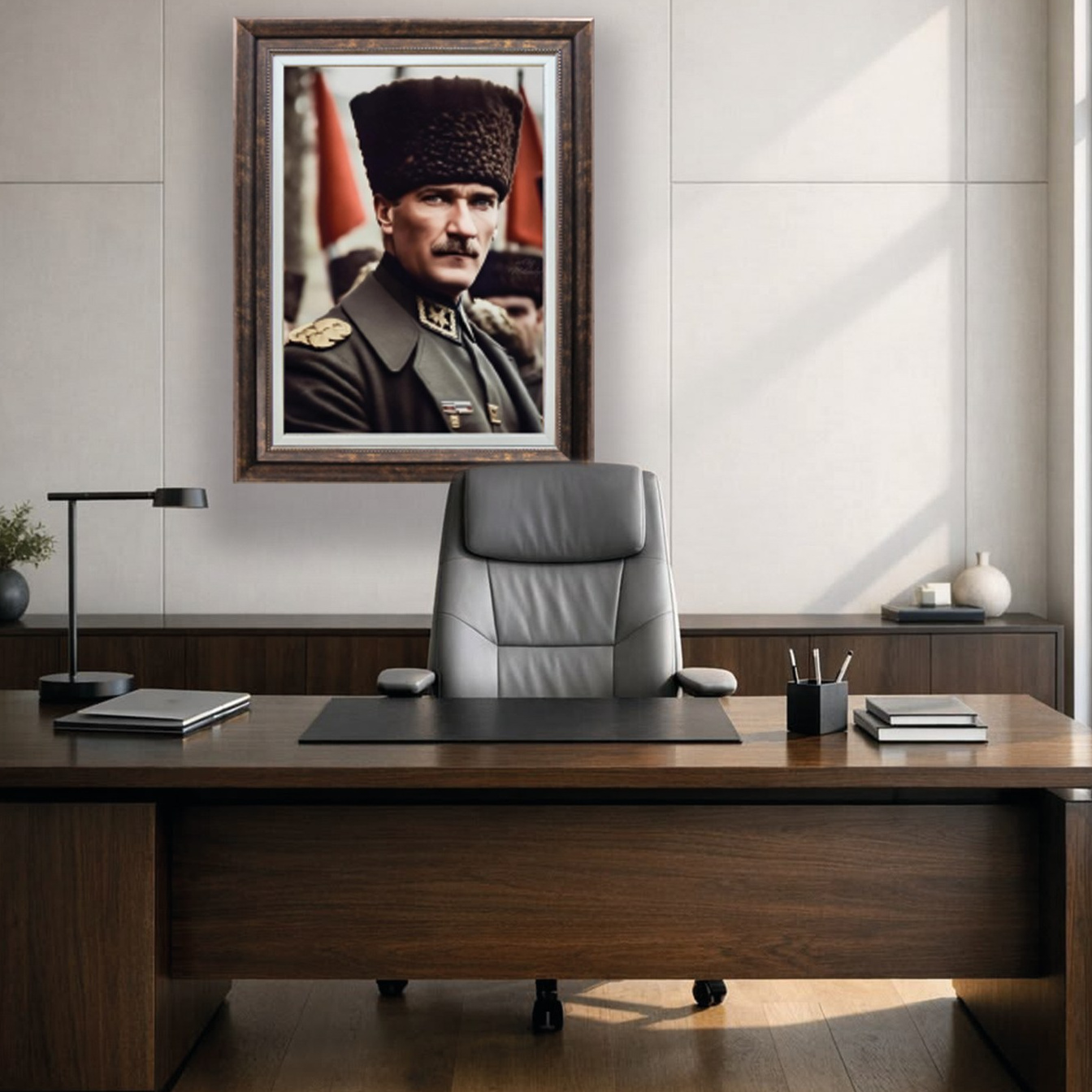Çerçeveli Deri Atatürk Tablosu #20 – ÇDT02029 – Çerçeveli Deri Atatürk Tablosu
