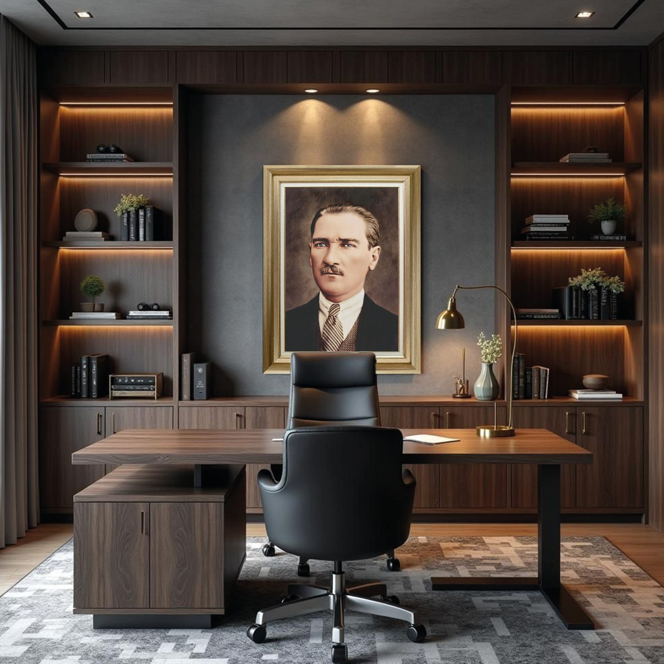 Çerçeveli Deri Atatürk Tablosu #7 – ÇDT02009 – Çerçeveli Deri Atatürk Tablosu